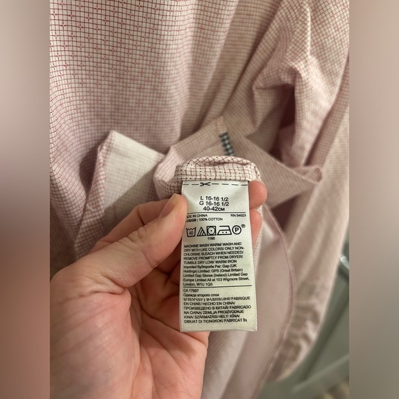 Banana Republic Non-Iron Button Down Shirt Standard Fit Mens Large Pink White - Picture 4 of 11